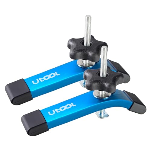 UTOOL 2 Pack T-Track Hold Down Clamps Kit, 6-1/3" L x 1-1/5" Width, Heavy Duty Anodized Clamps for Woodworking, Starlight Blue - WoodArtSupply