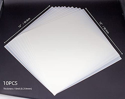 10PCS 10mil Blank Mylar Stencil Sheets,12X12 inch Milky Translucent PET Blank Stencils Sheets,Template Material for Laser Cutting Machines , Food-Safe Craft Plastic