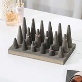 MyGift Vintage Gray Wood Ring Holder for Jewelry Tray, 18-Cone Organizer Peg Board Hand Ring Holder MyGift