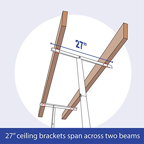 SafeRacks – 2x8 Overhead Garage Storage Rack - Height Adjustable Steel Overhead Storage Rack - 400 Pound Weight Capacity (White, 18"-33") - WoodArtSupply