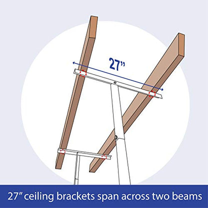 SafeRacks – 2x8 Overhead Garage Storage Rack - Height Adjustable Steel Overhead Storage Rack - 400 Pound Weight Capacity (White, 18"-33") - WoodArtSupply