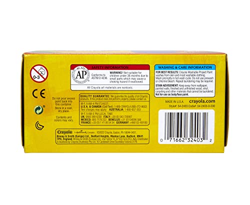 Crayola Washable Kids Paint, Assorted Bold Colors, Painting Supplies, 6 Count Crayola