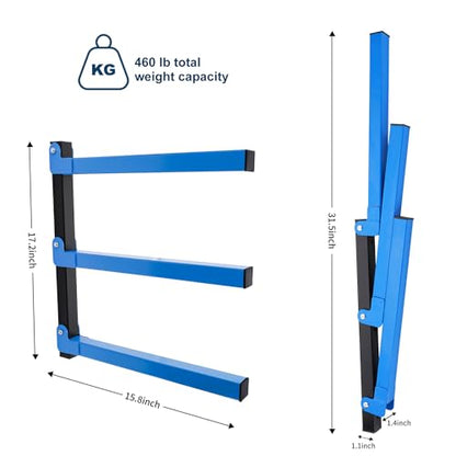 BOLIYVAN Lumber Storage Rack Garage Organization Wall Mount, Heavy Duty Metal Wood Rack with 3-Level System Shelves for Garage Wood Workshop Indoor - WoodArtSupply