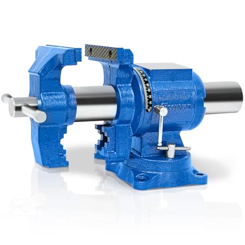COGNATIVE 360° Multi-Purpose Bench Vise, Ductile Iron, Heavy Duty with Anvil, Clamp force 4000KG, Blue, 5-Inch COGNATIVE