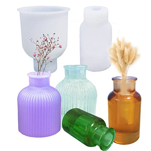 2 Pieces Vase Pen Holder Silicone Resin Mold Bottle Shaped Box jar Epoxy Silicone Casting Molds for Dried Flower Vase Ornament Storage Pen Holder,3D Qinlunuho