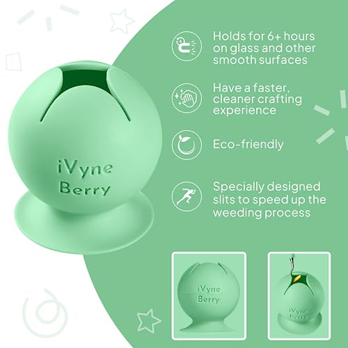 iVyne Berry Suctioned Vinyl Weeding Scrap Collector & Holder for Weeding Tools for Vinyl - Green - WoodArtSupply