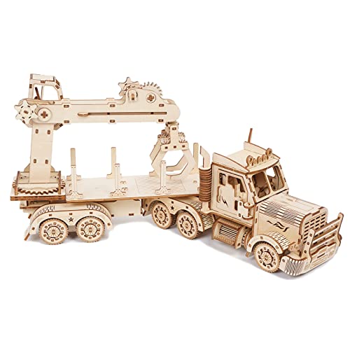 3D Wooden Puzzle for Adults, Wooden Mechanical Truck Crane Puzzles, DIY Model Building Kit Handicraft Wood Craft Hobbies Toy, Birthday for Hobbyist