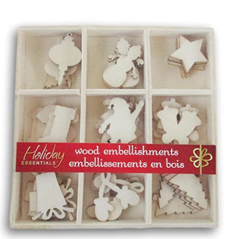Mini Laser Cuts Wood Shape - Winter and Christmas Icons - 45 Pieces - 1'' Across Multicraft