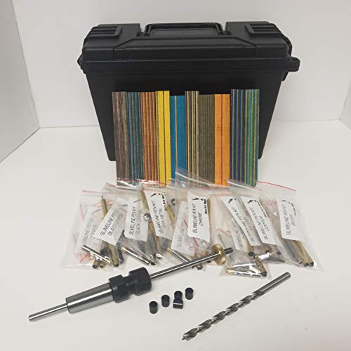 PKM 27 pc Slimline Pen Kit Starter Kit BUNDLE with 5 Bushings, Maxi-Mandrel #2 Morse Taper, Spectraply Wood, 10 assorted Slimline Pen Kits, Carry - WoodArtSupply