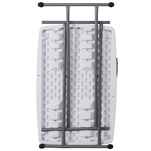 SUPER DEAL 2.5 Foot Plastic Folding Table, Indoor Outdoor Portable Heavy Duty Adjustable Height Kitchen or Camping Barbecues Picnic Party Table, SUPER DEAL