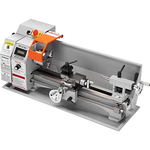 VEVOR Mini Metal Lathe Machine, 7'' x 16'', 800W Precision Benchtop Power Metal Lathe, 150-2500 RPM Continuously Variable Speed, with 3.9'' 3-jaw VEVOR