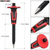 MAXPOWER 3PCS Masonry Chisel Set, 11 inch Point Chisel and Flat Chisel, 8 inch Brick Chisel, Tile Chisel Concrete Chisel with Thickness Hand Guard MAXPOWER