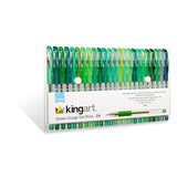 KINGART 400-24G Green Tones Rollerball Gel Pens, Set of 24 Colors, XL Ink Cartridge - More Ink, All Ages, Writing, Coloring, Doodling, Scrapbooking, KINGART