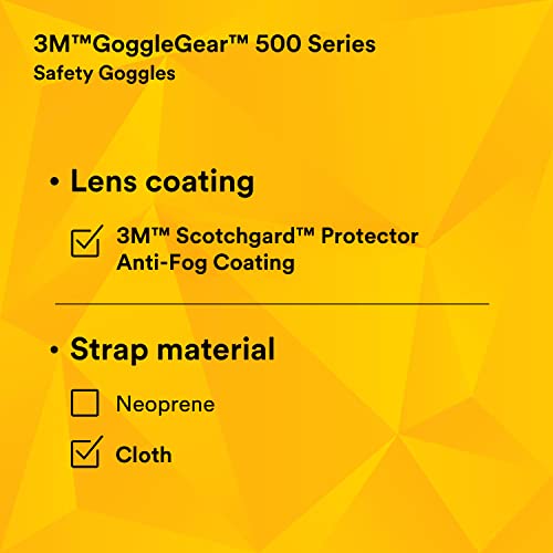 3M GoggleGear 500 Series GG501SGAF, Clear Scotchgard Anti-fog lens 3M