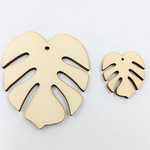 24PCS Wood Monstera Leaf Earring Blanks Laser Cut Shapes for Jewelry Making (Natural, 2'', 1'') NUORUI