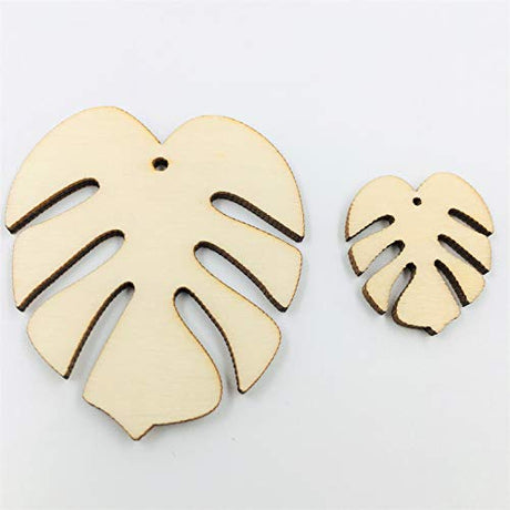 24PCS Wood Monstera Leaf Earring Blanks Laser Cut Shapes for Jewelry Making (Natural, 2'', 1'') NUORUI