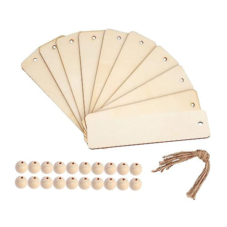 GRIRIW 1 Set 97pcs Blank Wooden Bead Bookmark Handmade Book Tabs Colored Labels Unfinished Wood Tag Wooden Hanging Tags Unfinished Wood Bookmark GRIRIW