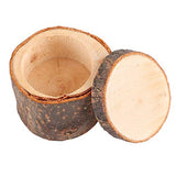 Liyeehao 3pcs/ Set Wood Wedding Ring Box Round Wooden Storage Boxes DIY Craft Jewelry Trinket Box DIY Rustic Wedding Ring Case Gift for Wedding, Liyeehao