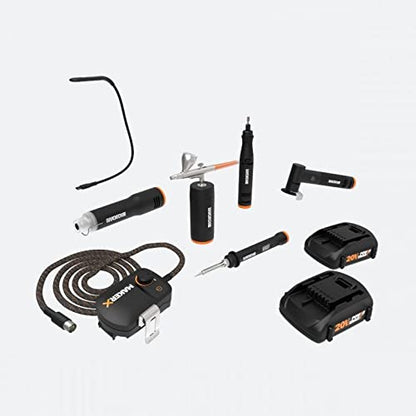 Worx WX996L MAKERX 6 Tool Kit: Rotary Tool, Wood & Metal Crafter, Air Brush, Heat Gun, Grinder and LED Flex Light in Carry Bag - WoodArtSupply