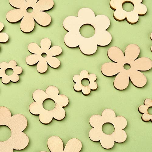 UR URLIFEHALL 100 Pcs Plum Bossom Wood Cutouts Ornaments Unfinished Laser Cut Flower Wooden Paint Crafts for Scrapbooking Crafts Homemade Gifts