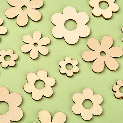 UR URLIFEHALL 100 Pcs Plum Bossom Wood Cutouts Ornaments Unfinished Laser Cut Flower Wooden Paint Crafts for Scrapbooking Crafts Homemade Gifts