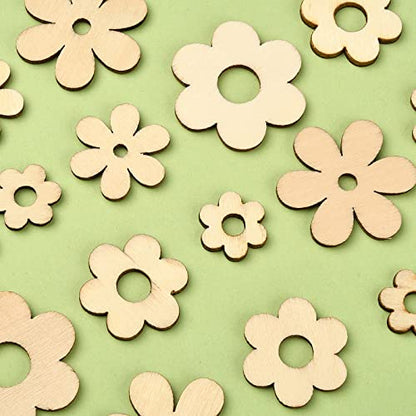 UR URLIFEHALL 100 Pcs Plum Bossom Wood Cutouts Ornaments Unfinished Laser Cut Flower Wooden Paint Crafts for Scrapbooking Crafts Homemade Gifts - WoodArtSupply