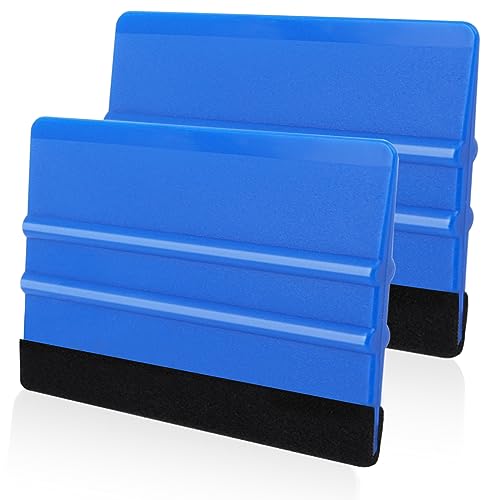 WRAPXPERT Blue Felt Squeegee,2 Pcs Squeegee for Vinyl,Medium Hardness Vinyl Squeegee Scraper Tool Kit for Crafts Car Wrap Window Tint Wallpaper Glass WRAPXPERT