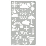 Aleks Melnyk #14 Metal Journal Stencil, Weather Forecast, Rain Drop, Umbrella, Stainless Steel Stencil 1 PCS, Template Craft Wood Burning, Patterns, - WoodArtSupply