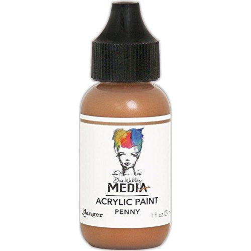 Dina Wakley Metallic Heavy Body Acrylic Paint Bundle - 6 Bottles, 1 Ounce Each - Ancient, Rosy, Medieval, Gilt, Penny and Sterling Dina Wakley Media