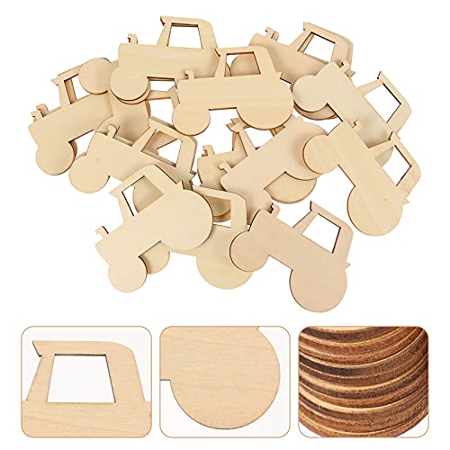 MAGICLULU Car Decor 20pcs Wood Car Unfinished Wood Cutouts unpainted Wooden Slices DIY Unfinished car Cutouts Cutouts Tractor Shaped Wall Hanging