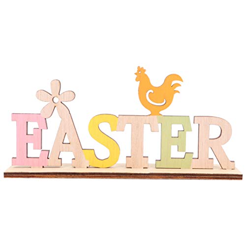 Amosfun Easter Wooden Table Sign Easter Chicken Flower Stand Sign Plaque Tabletop Craft Ornament Centerpiece for Home Office Farmhouse Easter Table Amosfun