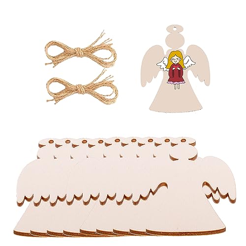 50PCs Natural Wooden Crafts DIY Wooden Christmas Ornaments Unfinished Wood Pieces for Crafts Xmas Tree Hanging Wood Slices Holiday Hanging
