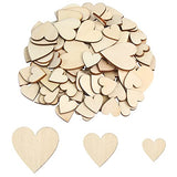 DERAYEE 100Pcs Unfinished Wooden Hearts for Crafts, Assorted Size Cutout Blank Wood for Valentines Day Christmas Wedding Party DIY Ornaments DERAYEE
