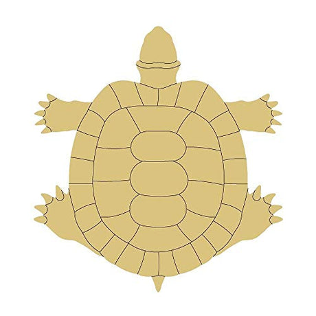 Turtle Design by Lines Cutout Unfinished Wood Winter Coloring Book Door Hanger MDF Shape Canvas Style 4 Art 1 (12") Diverse Woodworking
