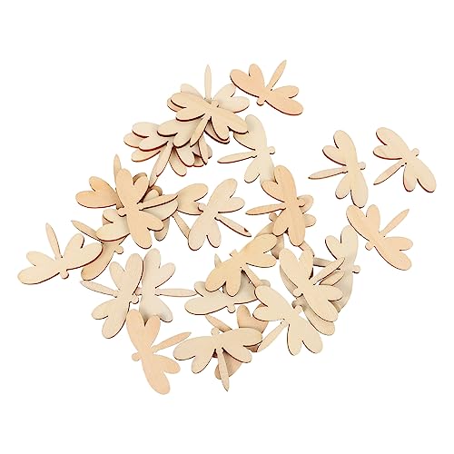 VILLCASE 60 Pcs Dragonfly Chips Wooden Circles Wooden Shapes for Crafts Dragonfly Wooden Ornaments Unfinished Wood Cutouts Unfinished Wooden Craft