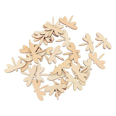 VILLCASE 60 Pcs Dragonfly Chips Wooden Circles Wooden Shapes for Crafts Dragonfly Wooden Ornaments Unfinished Wood Cutouts Unfinished Wooden Craft VILLCASE