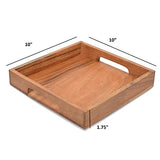 Samhita Acacia Wood Serving Tray with Handles,Wooden Serving Tray, Snack Tray, Breakfast Tray, Great for, Breakfast, Coffee |Size- 10" x 10" x 1.75" Samhita