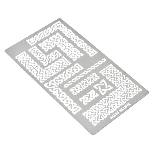 Aleks Melnyk #36 Small Border Stencils for Bullet Journaling, Greek Key Stencils, Celtic Knot, Ornate Viking Stencils, Steel Journal Stencils, Metal - WoodArtSupply