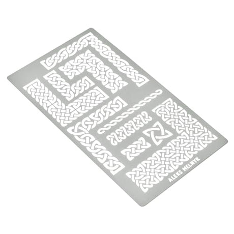 Aleks Melnyk #36 Small Border Stencils for Bullet Journaling, Greek Key Stencils, Celtic Knot, Ornate Viking Stencils, Steel Journal Stencils, Metal - WoodArtSupply