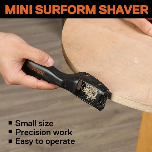 JORGENSEN Mini Wood Plane, Professional Surform Shaver Tool, 65MN Sharp Blade, Black ABS Plastic, Wood Shaver Tool for Woodworking - Suitable for Jorgensen