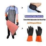 Rubber Apron Waterproof with Thick Rubber Gloves for Men and Women, Heavy Duty Butcher Apron with Adjustable Neck Pad, Chemical Aprons, Long TonLing