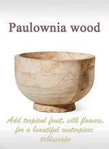 Serene Spaces Living 11" Paulownia Wood Round Bowl, Handmade Wooden Decorative Bowl Fruit Basket for Décor, Parties, Wedding Centerpiece, Floral Serene Spaces Living