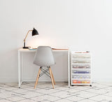 IRIS USA 6-Tier Scrapbook Storage Cart with Organizer Top for Papers, Vinyl, Office, Art and Crafting Supplies, White with 6 Clear Scrapbook Cases IRIS