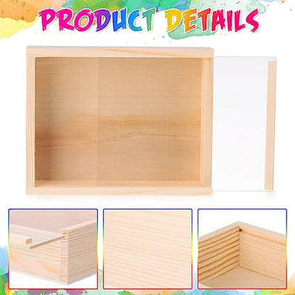 Thyle 12 Pcs Unfinished Wood Boxes, 6.3 x 4.9 x 1.8 Inch Small Wooden Box with Lid Wood Craft Box Small Rectangle Wooden Crates for DIY Birthday Party Favor Gift Supplies