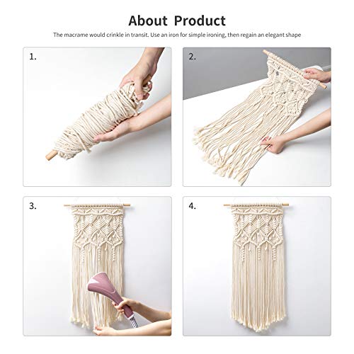 Mkono 2 Pcs Macrame Woven Wall Hanging Boho Home Chic Bohemian Geometric Art Decor - Beautiful Bedroom Nursery Apartment Decoration, Gift for Girls Mkono