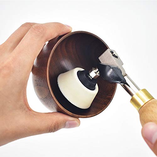 Bowl Sander, Sanding Tool for Woodworking, With 2 Inch and 3inch Hook and Loop Sanding PU Pad and 11.8 Inch Long Hardwood Handle, Total 100 Pcs XQ_PJDX