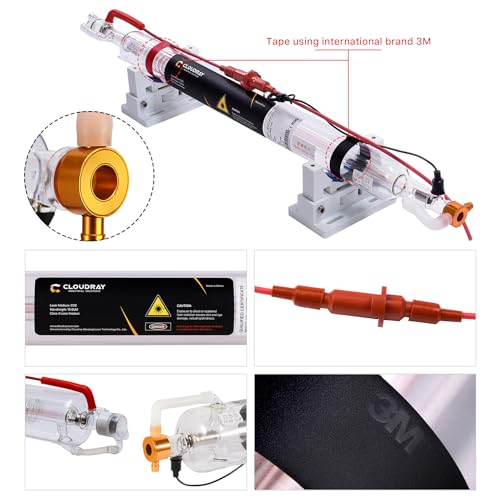 Cloudray 40W Laser Tube 720mm Dia.50mm,CO2 Laser Tube 45W,Cable Preconnected with Coating,40 Watt C02 Laser Tube With Metal Head (CR35 35-45W) Cloudray