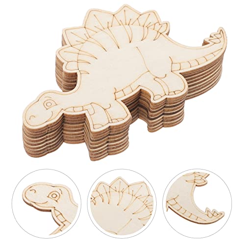 ABOOFAN 10 Pcs DIY Dinosaur Coloring Unfinished Dinosaur Toys Dinosaur Wood Slices Hollow Wood Animals Unfinished Wood Discs Dinosaur Craft Slices ABOOFAN