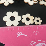 Happyyami 100pcs Flower Wood Cutouts Plum Blossom Wood Shapes Pieces Wood Discs Slices for DIY Craft Wedding Birthday Party Favors Centerpieces Happyyami