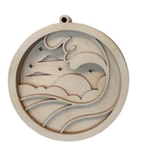 Ocean Scene Round Sign 6 Pieces Laser Cut Out Unfinished RND25 The Wood Shape Store